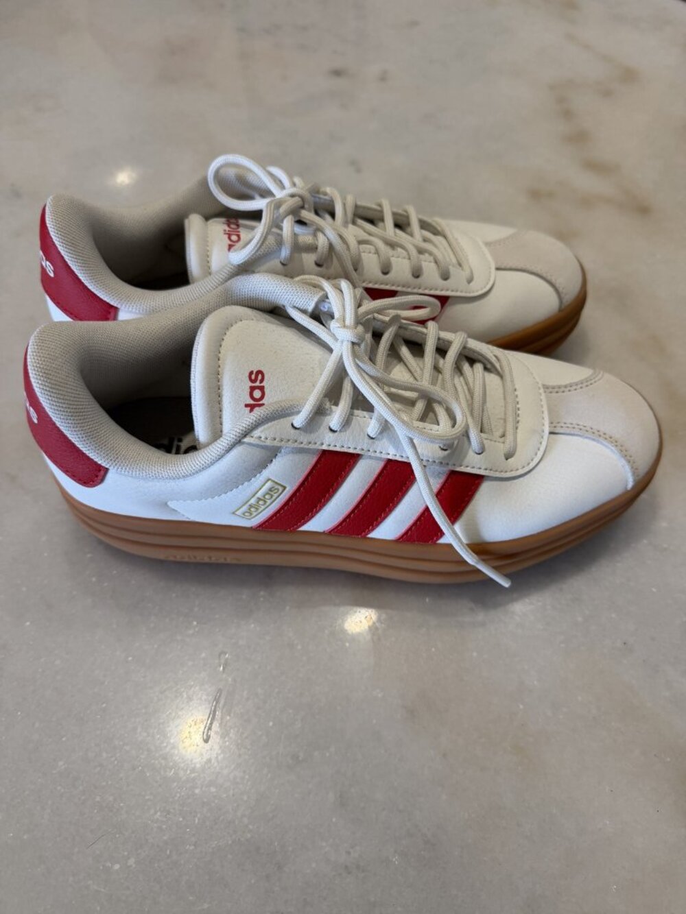 Adidas VL Court Bold Platform Sneakers White Red Gum Sole Women's 7